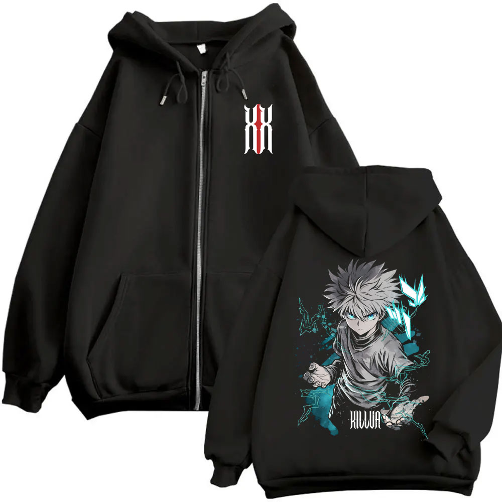 Cosplay Anime Killua Zoldyck - هودي بسحاب من أنمي هنتر إكس