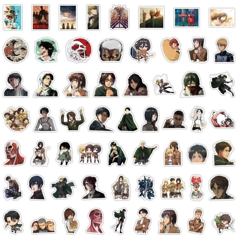 Anime Cosplay And Costumes - 60 قطعة ملصقات أنيمي هجوم العمالقة،