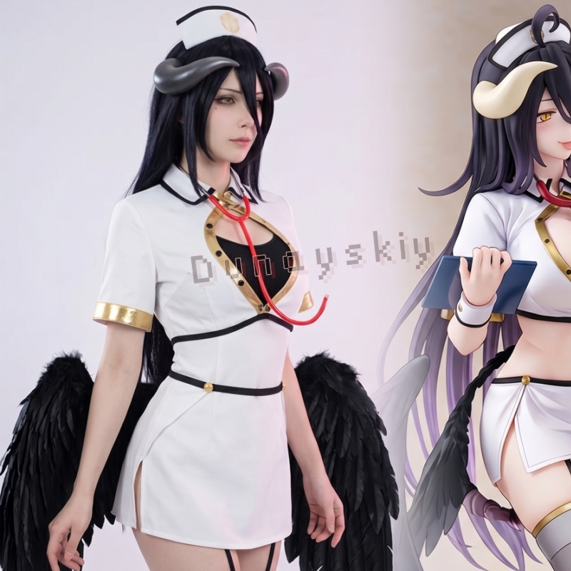 فستان تنكري نسائي قصير بتصميم  - مراجعة Anime Cosplay Albedo وسعره